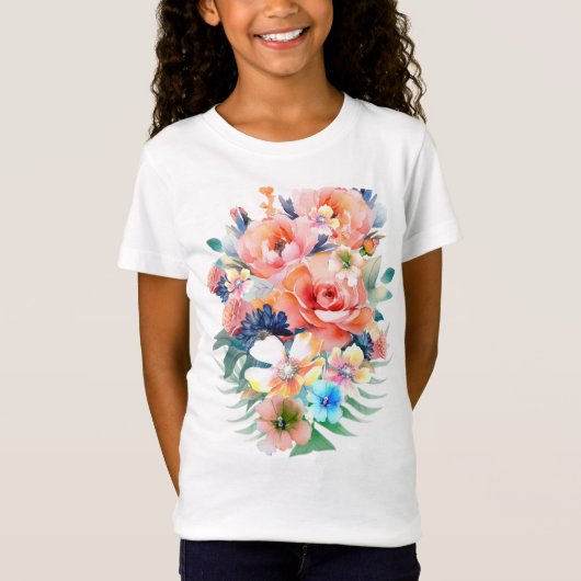Blume in Aquarellfarbe T-Shirt (Vorderseite)