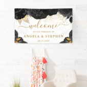 Blume in Aquarellfarbe und Gold Hochzeit Banner (Insitu)