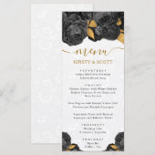 Blume in Aquarellfarbe und Gold Hochzeit Menükarte (Vorne/Hinten)