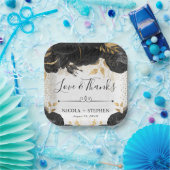 Blume in Aquarellfarbe und Gold Hochzeit Pappteller (Party)