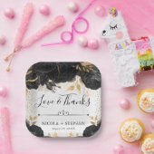 Blume in Aquarellfarbe und Gold Hochzeit Pappteller (Party)