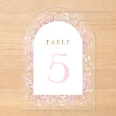 Blume in Aquarellfarbe, weiß pink, Tischnummer (Vorderseite)