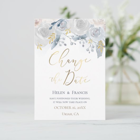 Blume in Aquarellfarben Ändern des Datums Einladung (Stehend Vorderseite)