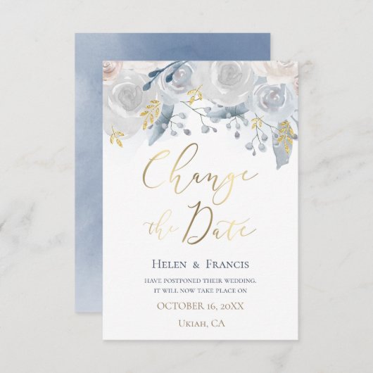 Blume in Aquarellfarben Ändern des Datums Einladung (Vorne/Hinten)