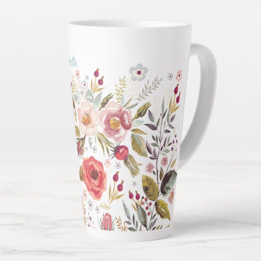 Blume in Aquarellfarben, benutzerdefinierte große  Milchtasse (Rechte Ecke)