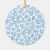 Blume in Aquarellfarben - blau Keramik Ornament (Vorne)
