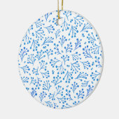 Blume in Aquarellfarben - blau Keramik Ornament (Links)