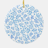 Blume in Aquarellfarben - blau Keramik Ornament (Hinten)