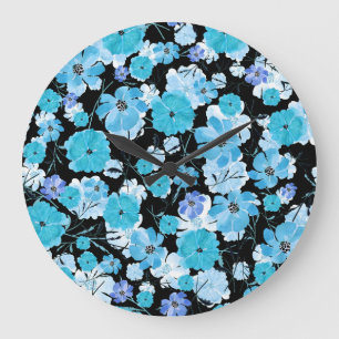 Blume in Aquarellfarben: Ein zartes Band Große Wanduhr