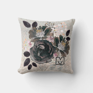 Blume in Aquarellfarben, einfarbig Kissen