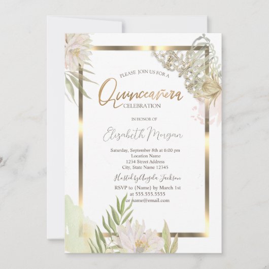 Blume in Aquarellfarben Einladung (Vorderseite)