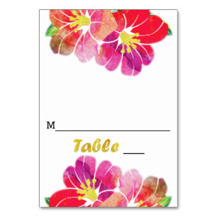 Blume in Aquarellfarben Hochzeitskarte Tischnummer