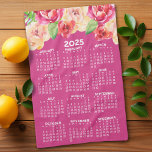 Blume in Aquarellfarben (kalt rosa) Geschirrtuch<br><div class="desc">Heissrosa - Neujahr - Neu - Ein feminines und skurriles,  wasserfarbenes Kunstwerk mit einem Kalender. Dieses feminine Design mit natürlicher Blumenordnung und Volljahreskalender ist ein positiver Start ins beste Jahr aller Zeiten.</div>