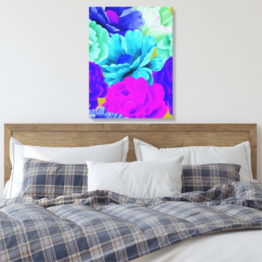 Blume in Aquarellfarben Leinwanddruck (Insitu (Schlafzimmer))