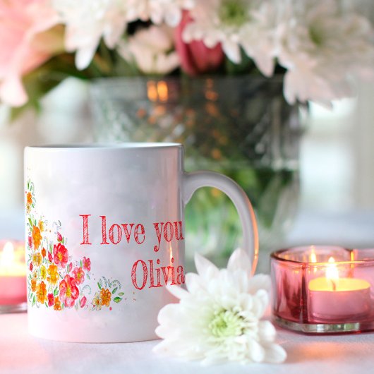 Blume in Aquarellfarben Liebe orange Kaffeetasse