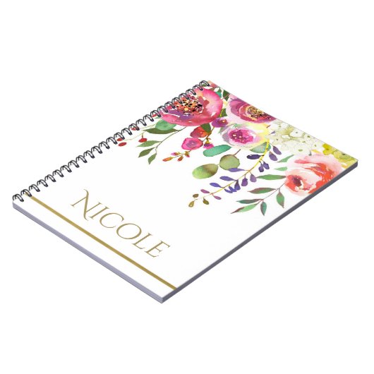 Blume in Aquarellfarben Moderne Farben kühl Notizblock (Linke Seite)