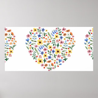 Blume in Aquarellfarben nahtlos Poster