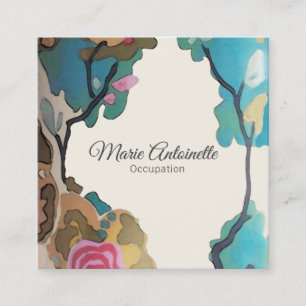 Blume in Aquarellfarben PAPIER/GRÖSSE/STILOPTIONE Quadratische Visitenkarte