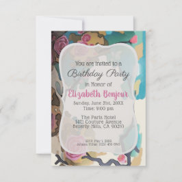 Blume in Aquarellfarben-PAPIEREN & GRÖSSEN-OPTIONE Einladung