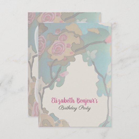 Blume in Aquarellfarben-PAPIEREN & GRÖSSEN-OPTIONE Einladung (Vorne/Hinten)