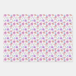 Blume in Aquarellfarben, Papierfräsen Set Geschenkpapier Set