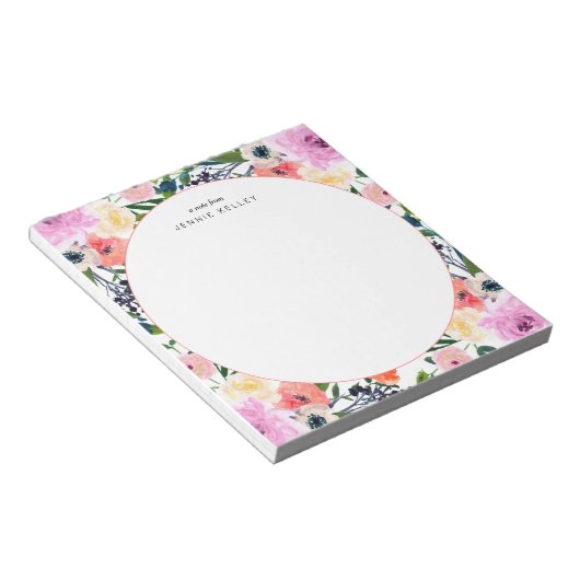 Blume in Aquarellfarben Personalisiert Notepad Notizblock (angewinkelt)