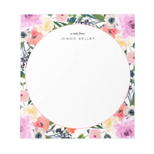 Blume in Aquarellfarben Personalisiert Notepad Notizblock