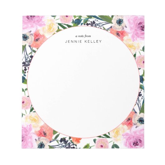Blume in Aquarellfarben Personalisiert Notepad Notizblock (Vorderseite)