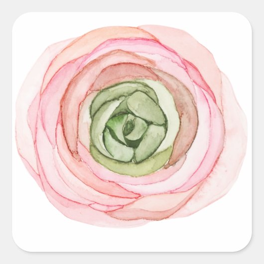 Blume in Aquarellfarben Quadratischer Aufkleber (Vorderseite)