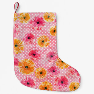 Blume in Aquarellfarben, rosa und gelb Kleiner Weihnachtsstrumpf