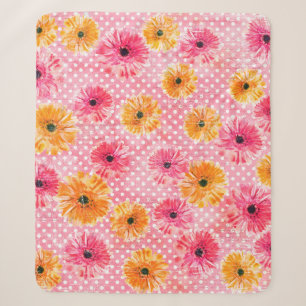 Blume in Aquarellfarben, rosa und gelb Sherpadecke