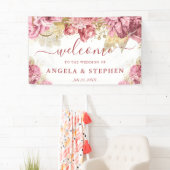 Blume in Aquarellfarben, Rosa und Gold Banner (Insitu)