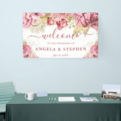 Blume in Aquarellfarben, Rosa und Gold Banner (Messeveranstaltung)