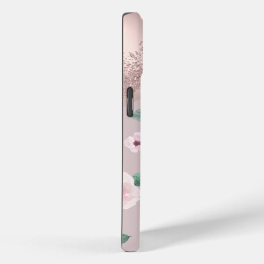 Blume in Aquarellfarben Rose Gold Monogramm Case-Mate iPhone Hülle (Rückseite / Rechts)