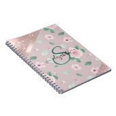 Blume in Aquarellfarben Rose Gold Monogramm Notizblock (Rechte Seite)