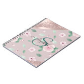 Blume in Aquarellfarben Rose Gold Monogramm Notizblock (Linke Seite)