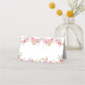 Blume in Aquarellfarben Wildblume Rosa Bow Platzkarte (Rückseite)