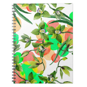 Blume in Aquarellgrün orchid. Floral botanisch  Notizblock