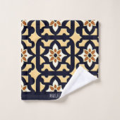 Blume in Beige Botanisches Muster Badhandtuch Set (Waschlappen)