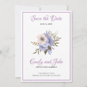 Blume in Beige und Lavendel Save The Date