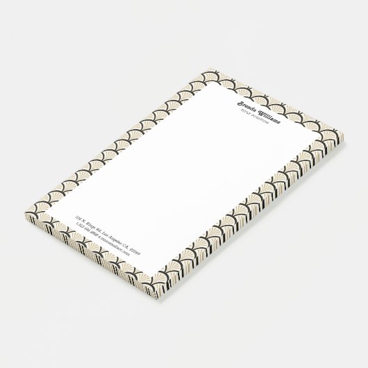 Blume in Beige und Schwarz-Deko Post-it Klebezettel (angewinkelt)