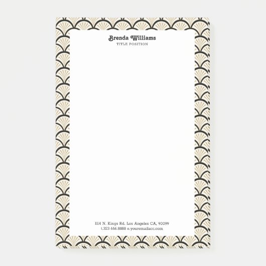 Blume in Beige und Schwarz-Deko Post-it Klebezettel (Vorderseite)