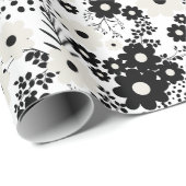 Blume in Beige und Schwarz Geschenkpapier (Rolleneckpunkt)