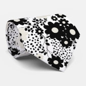 Blume in Beige und Schwarz Krawatte (Gerollt)