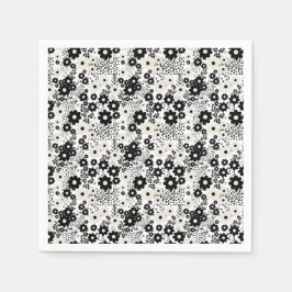 Blume in Beige und Schwarz Serviette