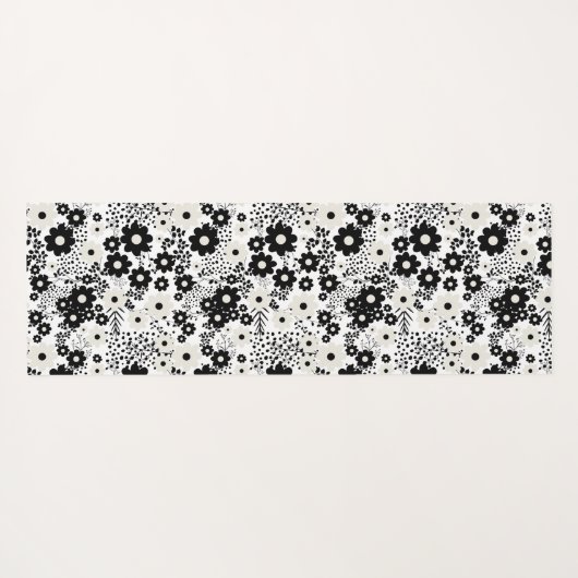 Blume in Beige und Schwarz Yogamatte (Rückseite (Horizontal))