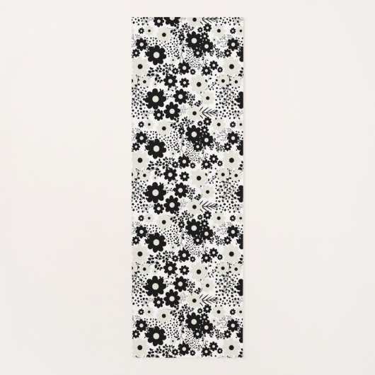 Blume in Beige und Schwarz Yogamatte (Vorderseite)