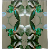 Blume in Blau, Grün und Grau Duschvorhang (Vorderseite)