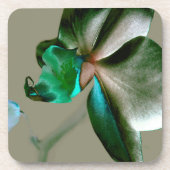 Blume in Blau, Grün und Grau Getränkeuntersetzer (Vorderseite)