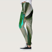 Blume in Blau, Grün und Grau Leggings (Links)